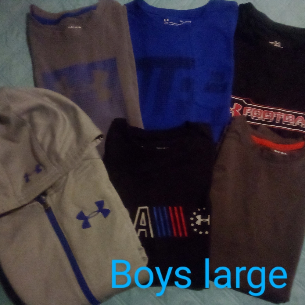 LOT OF 6 YOUTH LARGE UNDER ARMOUR TOPS